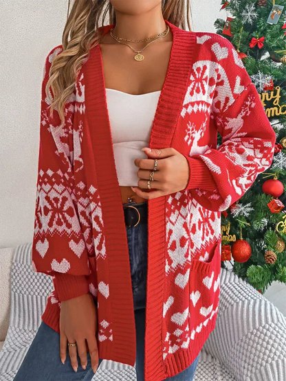 Christmas Deer Cardigan Sweater Jacket for Cozy Holiday Style - Shello's Creative Boutique