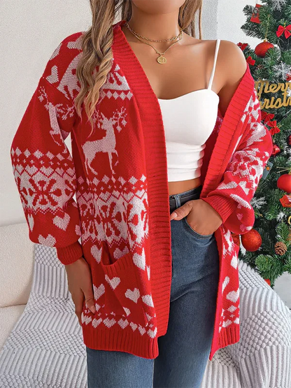 Christmas Deer Cardigan Sweater Jacket for Cozy Holiday Style - Shello's Creative Boutique