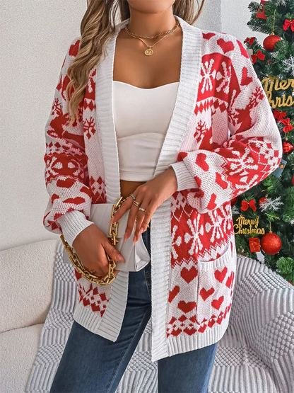 Christmas Deer Cardigan Sweater Jacket for Cozy Holiday Style - Shello's Creative Boutique