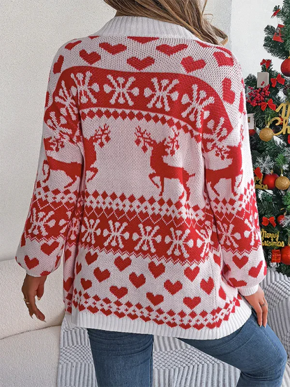 Christmas Deer Cardigan Sweater Jacket for Cozy Holiday Style - Shello's Creative Boutique