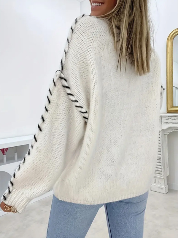 Women's Solid Color Knitted Pullover Sweater – Your Perfect Blend of Style and Comfort