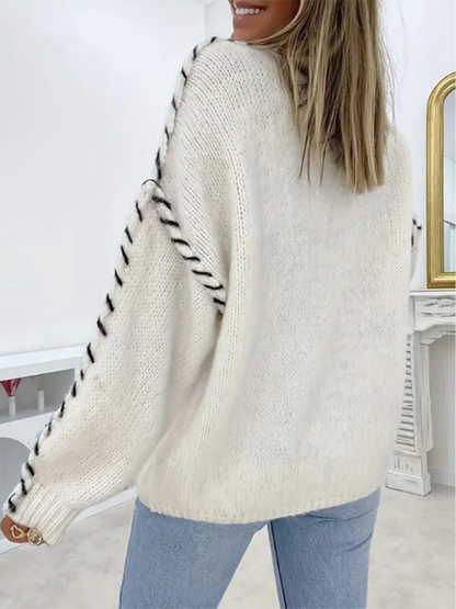 Women's Solid Color Knitted Pullover Sweater – Your Perfect Blend of Style and Comfort