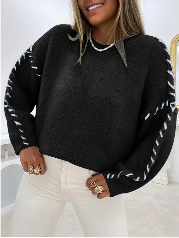 Women's Solid Color Knitted Pullover Sweater – Your Perfect Blend of Style and Comfort