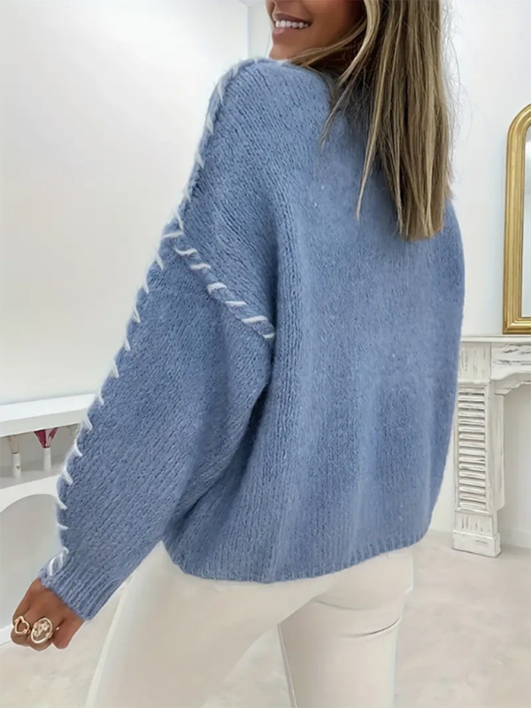 Women's Solid Color Knitted Pullover Sweater – Your Perfect Blend of Style and Comfort