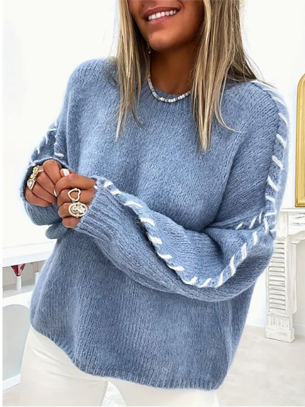 Women's Solid Color Knitted Pullover Sweater – Your Perfect Blend of Style and Comfort