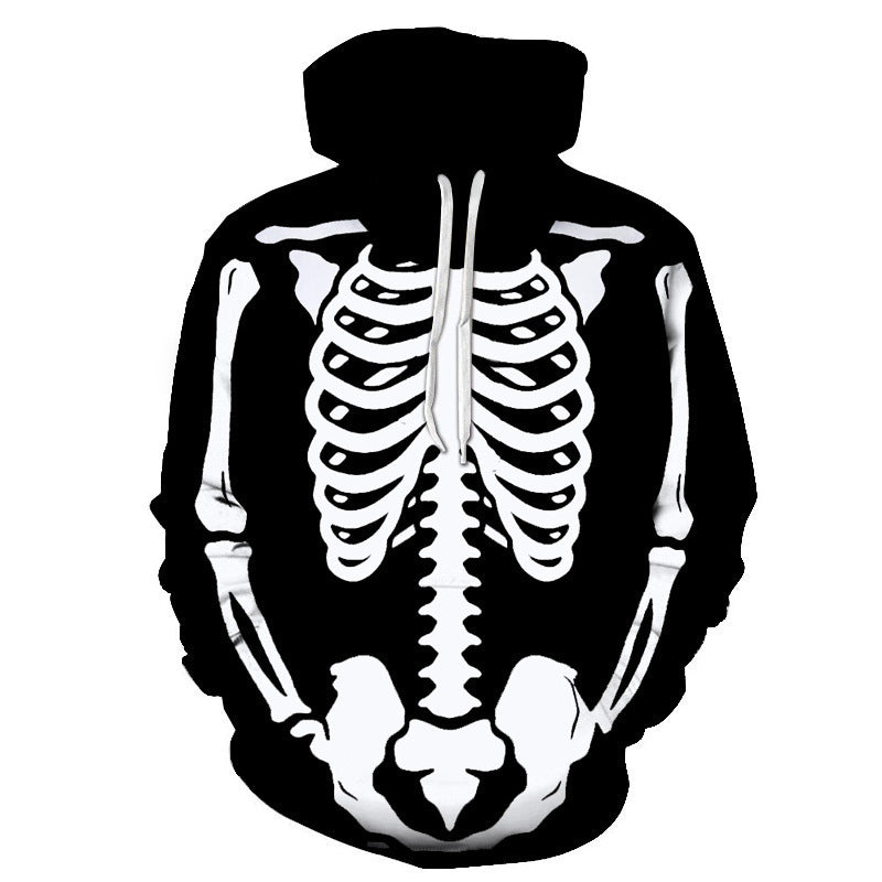 Men's Skeleton Print Lightweight Knit Hoodie Shello's Creative Boutique
