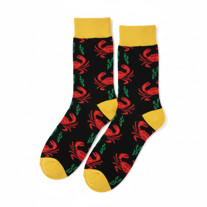 Lobster Socks Yellow Cuff Flat Lay
