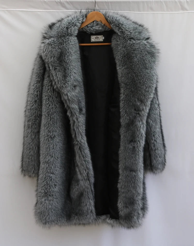 Men's Faux Fur Long Coat - Winter Trench Coat Plus Size - Shello's Creative Boutique