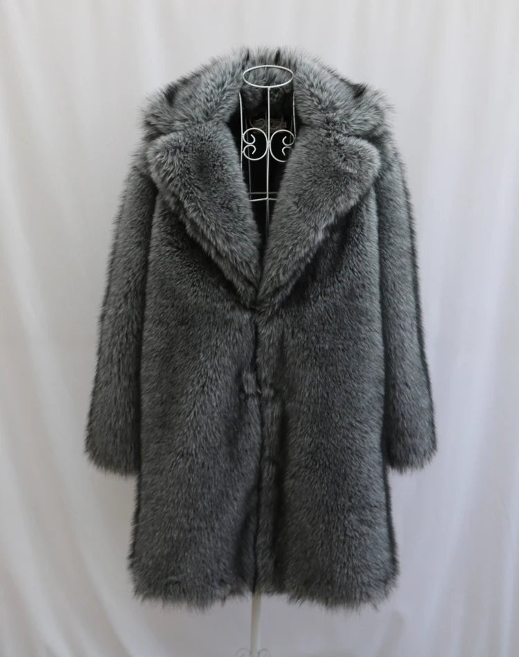 Men's Faux Fur Long Coat - Winter Trench Coat Plus Size - Shello's Creative Boutique