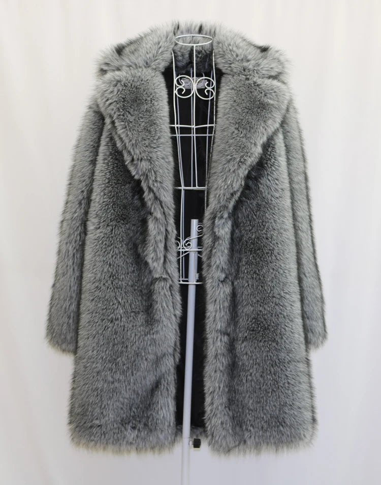 Men's Faux Fur Long Coat - Winter Trench Coat Plus Size - Shello's Creative Boutique