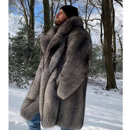 Men's Faux Fur Long Coat - Winter Trench Coat Plus Size - Shello's Creative Boutique
