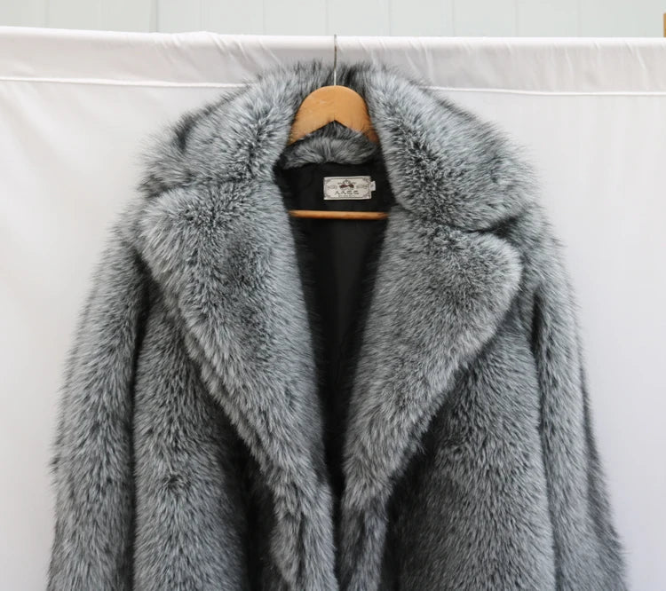 Men's Faux Fur Long Coat - Winter Trench Coat Plus Size - Shello's Creative Boutique