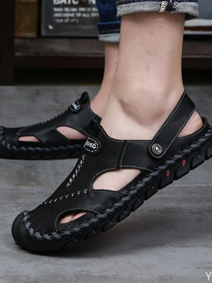 Men's Genuine Leather Sandals - Breathable Beach & Sports Sandals - Shello's Creative Boutique