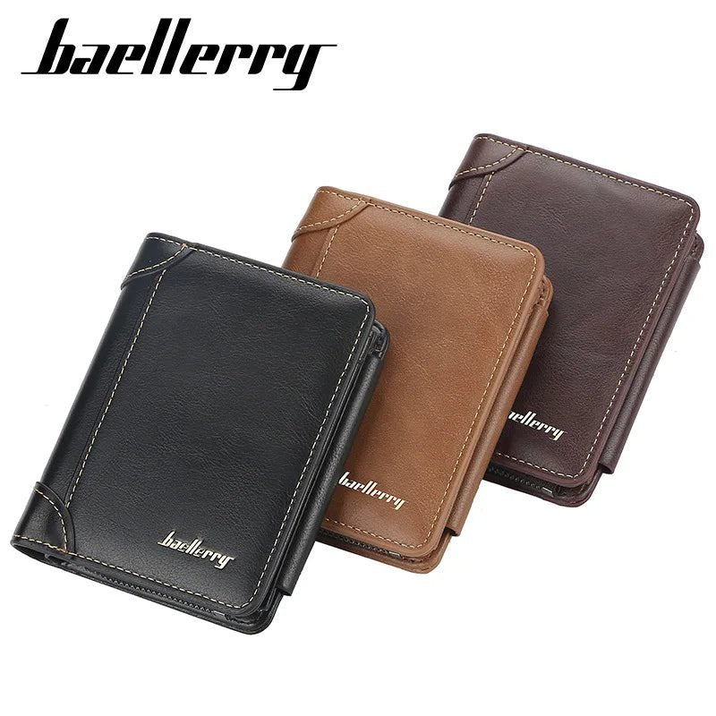 Men's PU Leather Zipper Wallet with Card Holder & Coin Pocket - Shello's Creative Boutique