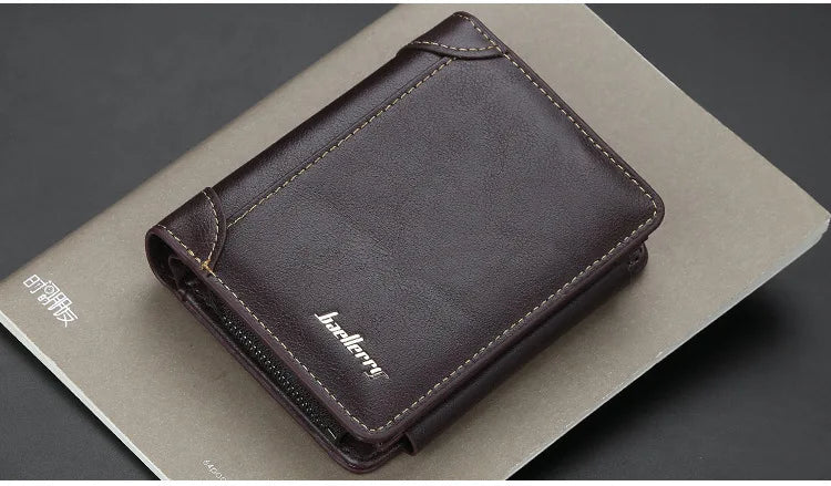 Men's PU Leather Zipper Wallet with Card Holder & Coin Pocket - Shello's Creative Boutique