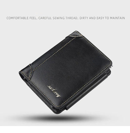 Men's PU Leather Zipper Wallet with Card Holder & Coin Pocket - Shello's Creative Boutique