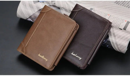 Men's PU Leather Zipper Wallet with Card Holder & Coin Pocket - Shello's Creative Boutique