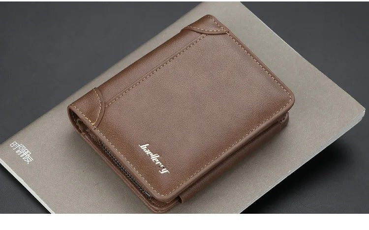 Men's PU Leather Zipper Wallet with Card Holder & Coin Pocket - Shello's Creative Boutique