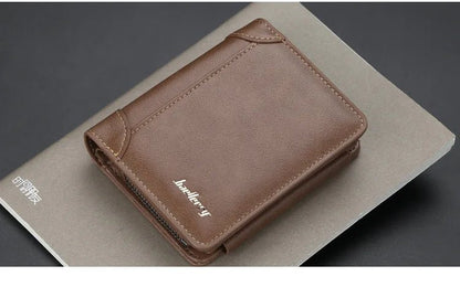 Men's PU Leather Zipper Wallet with Card Holder & Coin Pocket - Shello's Creative Boutique