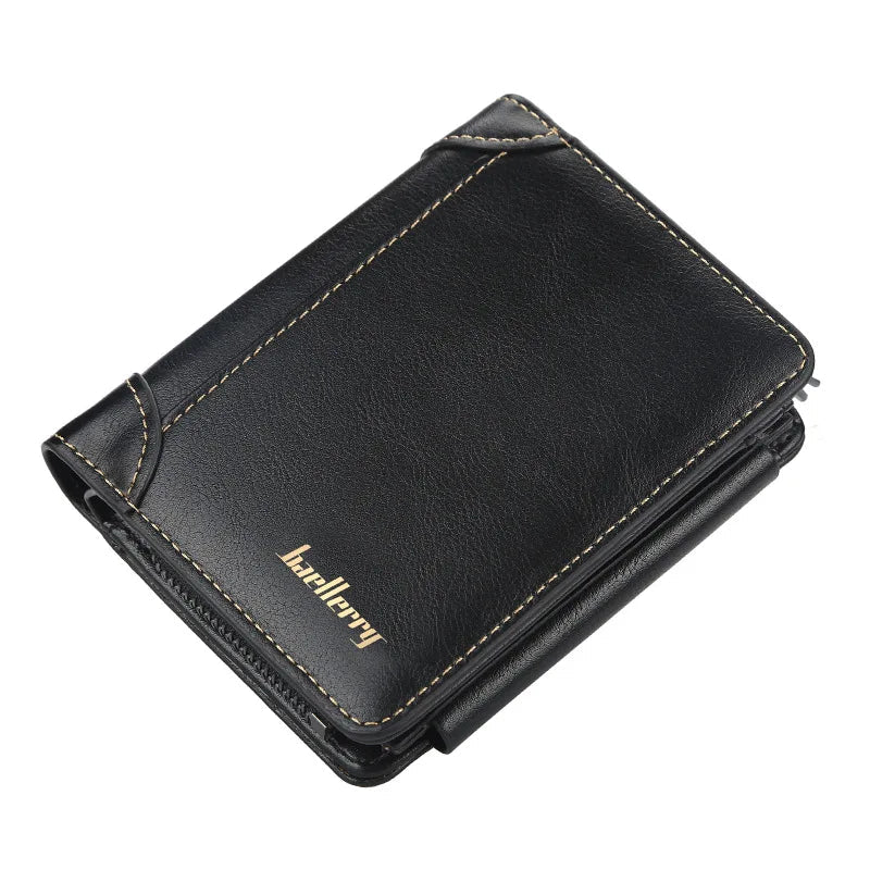 Men's PU Leather Zipper Wallet with Card Holder & Coin Pocket - Shello's Creative Boutique