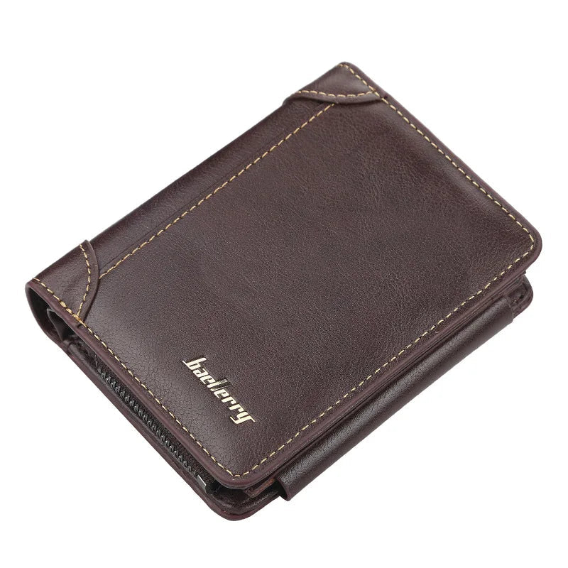 Men's PU Leather Zipper Wallet with Card Holder & Coin Pocket - Shello's Creative Boutique
