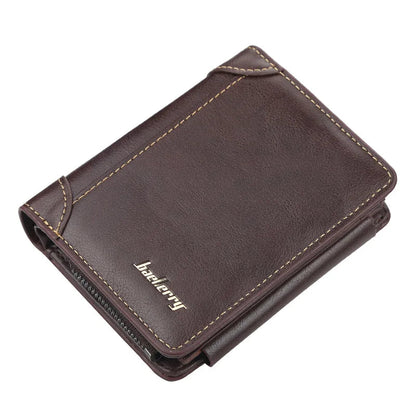 Men's PU Leather Zipper Wallet with Card Holder & Coin Pocket - Shello's Creative Boutique