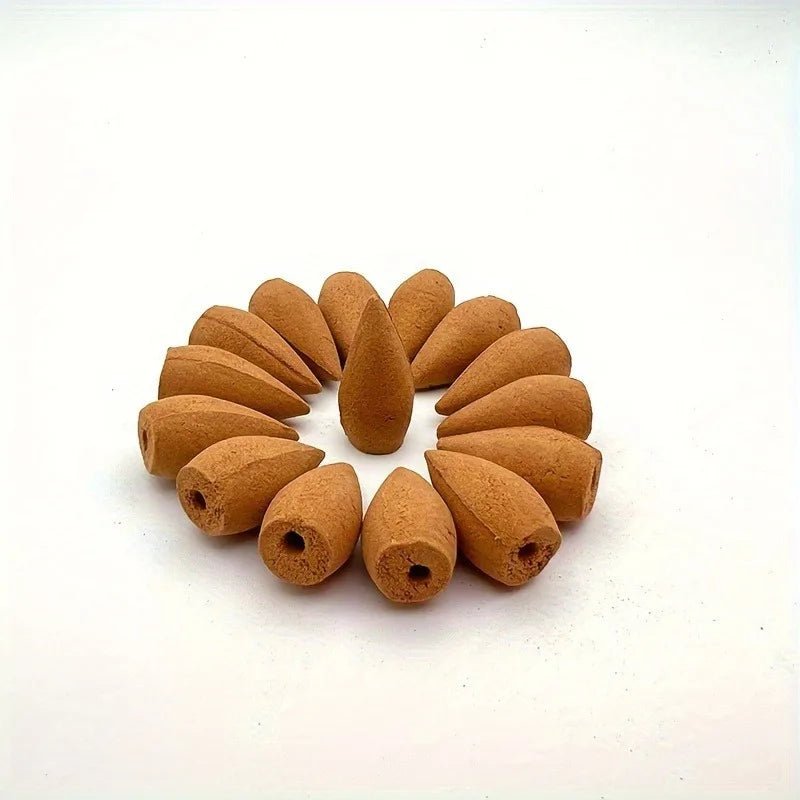 Natural Sandalwood Backflow Incense Cones - 100g Waterfall Burner Compatible - Shello's Creative Boutique