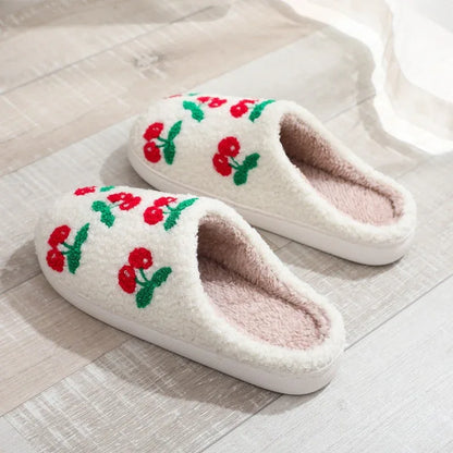 New Cute Cherry Cotton Slippers for Women - Shello's Creative Boutique