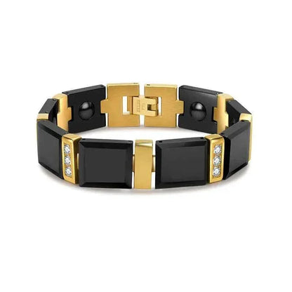 Men's Titanium Steel Ceramic Bracelet - Magnetic Therapy Health Bracelet | Luxury Geometric Design - Shello's Creative Boutique
