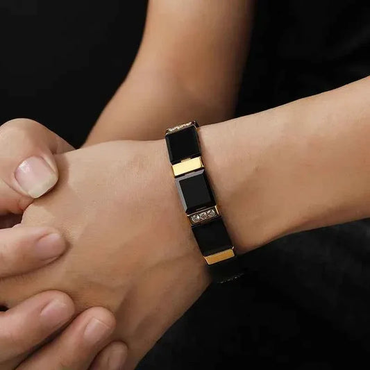 Men's Titanium Steel Ceramic Bracelet - Magnetic Therapy Health Bracelet | Luxury Geometric Design - Shello's Creative Boutique