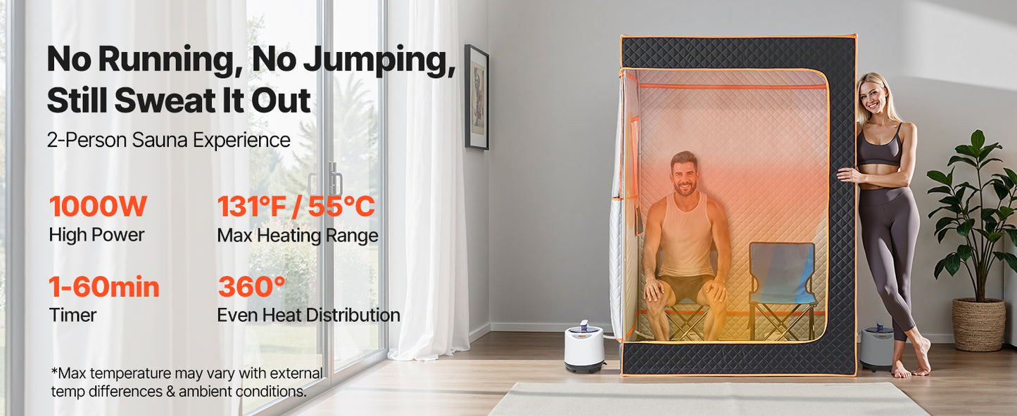 Upgraded 2-Person Portable Steam Sauna Tent – Heavy-Duty Stainless Steel Frame Home Spa