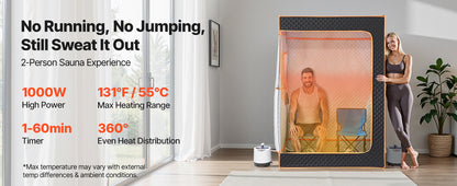 Upgraded 2-Person Portable Steam Sauna Tent – Heavy-Duty Stainless Steel Frame Home Spa