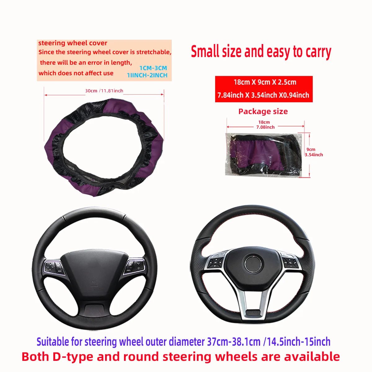 PU Carbon Fiber Leather Car Steering Wheel Cover - 14.5 - 15 Inches - Shello's Creative Boutique