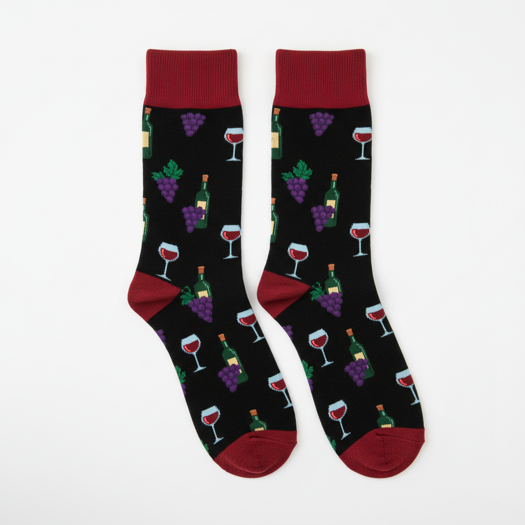 Red Wine Socks Flat Lay
