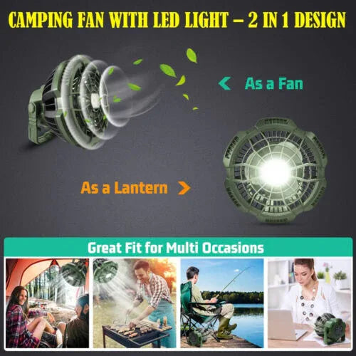 2-in-1 Portable Tent Light & Fan - Remote Control - Shello's Creative Boutique
