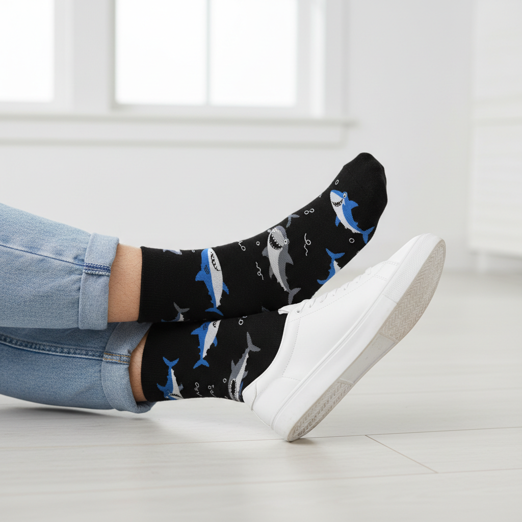 Shark Socks Worn