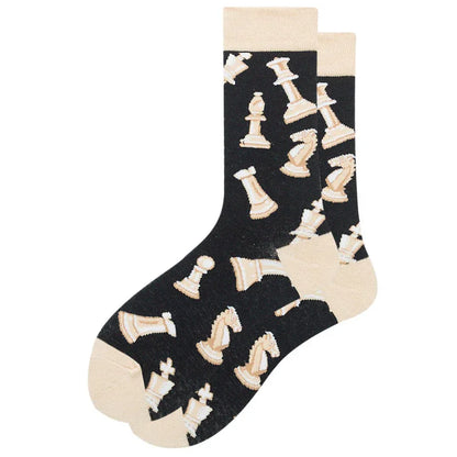 Men’s Chess Cartoon Fun Pattern Stockings - Shello's Creative Boutique