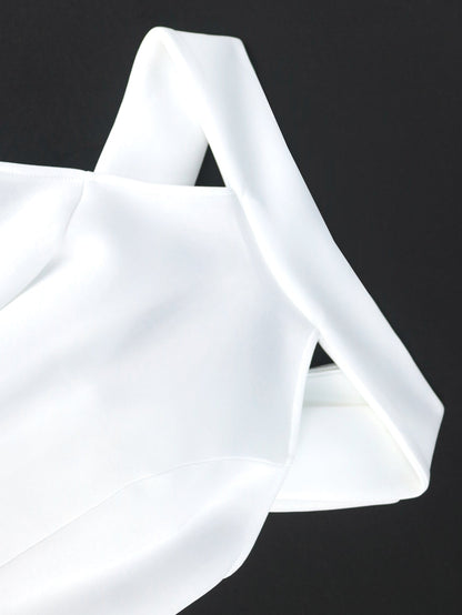 White Bodycon Dress with Back Bow - Sleeveless Party Gown - Shello's Creative Boutique