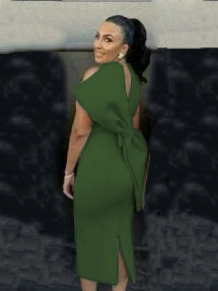 White Bodycon Dress with Back Bow - Sleeveless Party Gown - Shello's Creative Boutique