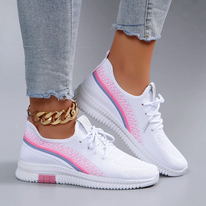 Women's Breathable Mesh Flat Shoes - Lightweight Casual Summer Sneakers - Shello's Creative Boutique
