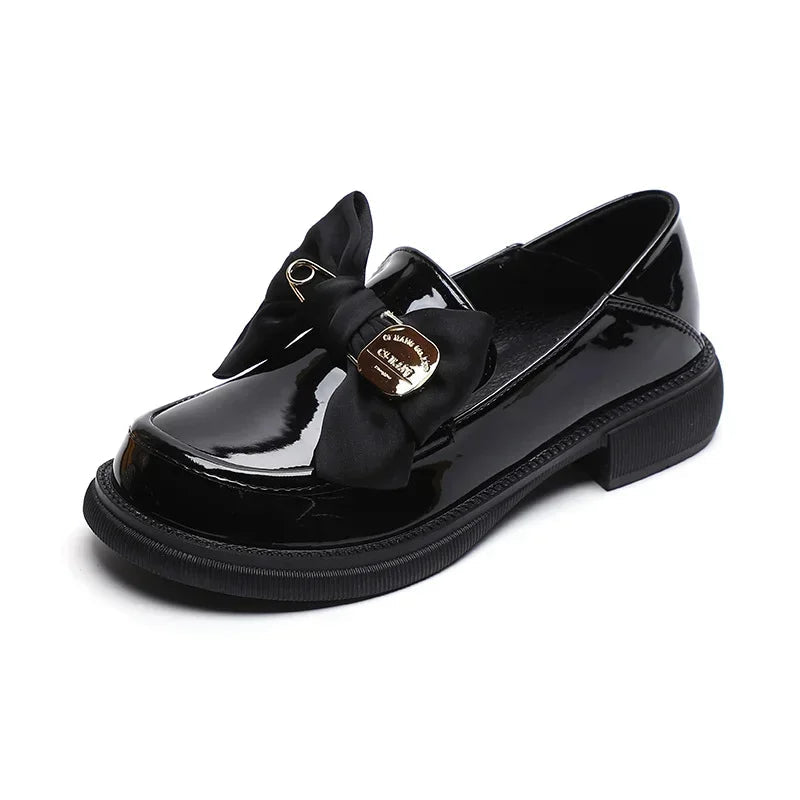 Women's British Style Leather Flats - Retro Bow Soft Sole Shoes - Shello's Creative Boutique