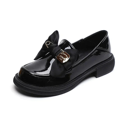 Women's British Style Leather Flats - Retro Bow Soft Sole Shoes - Shello's Creative Boutique
