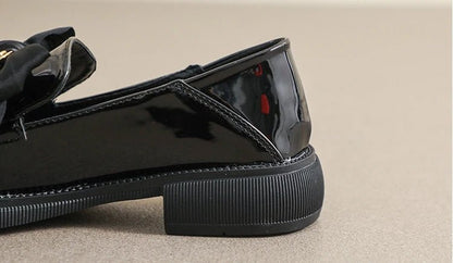 Women's British Style Leather Flats - Retro Bow Soft Sole Shoes - Shello's Creative Boutique