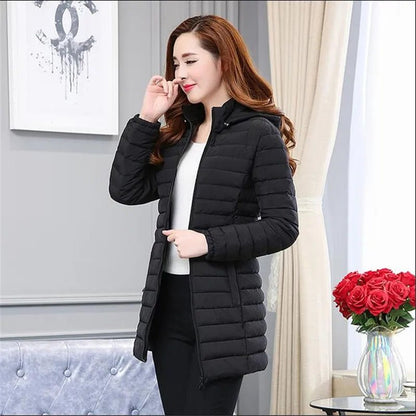 Women's Detachable Hooded Long Winter Coat – Slim Fit, Plus Size up to 6XL - Shello's Creative Boutique