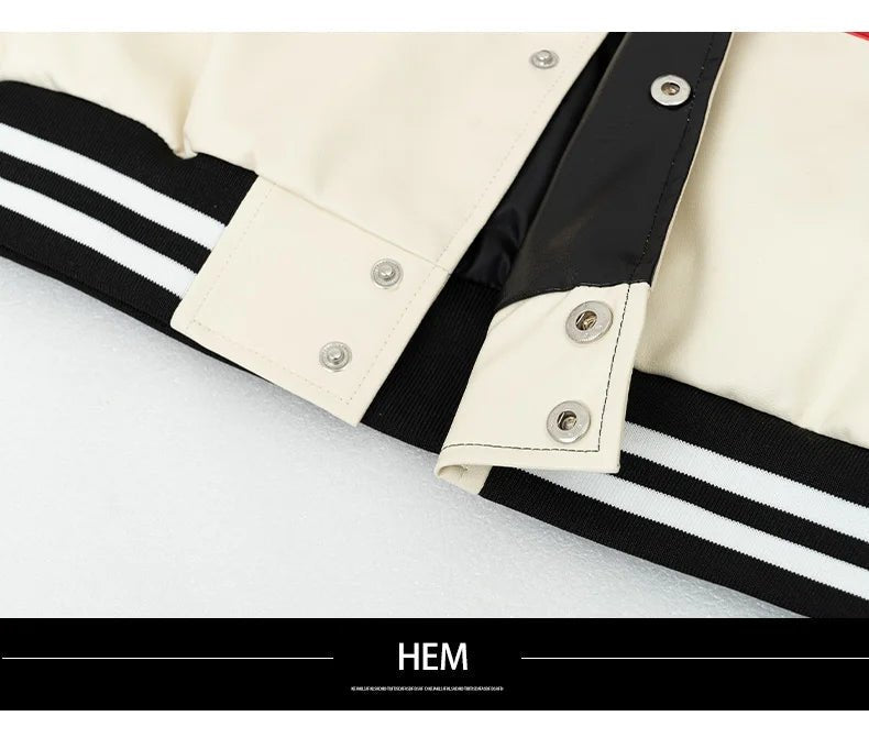 Women's Faux Leather Motorcycle Bomber Jacket – Colour Block Embroidery, Plus Size - Shello's Creative Boutique