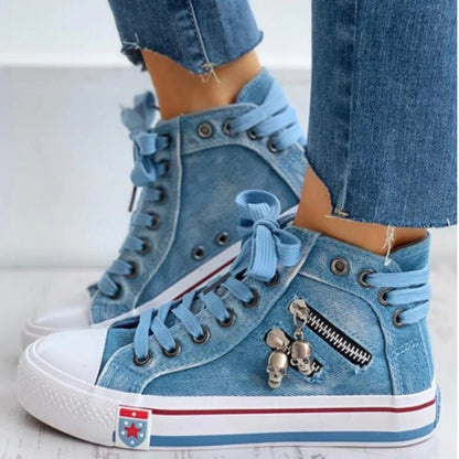 Women's High - Top Canvas Shoes - Breathable Lace - Up Trainers - Shello's Creative Boutique