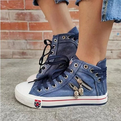 Women's High - Top Canvas Shoes - Breathable Lace - Up Trainers - Shello's Creative Boutique