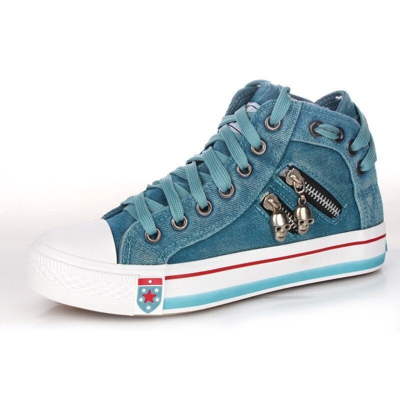 Women's High - Top Canvas Shoes - Breathable Lace - Up Trainers - Shello's Creative Boutique