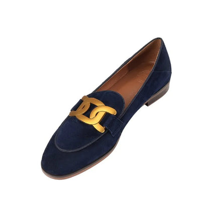 Women's Retro Metal Buckle Loafers - French British Style Square Toe Pumps - Shello's Creative Boutique