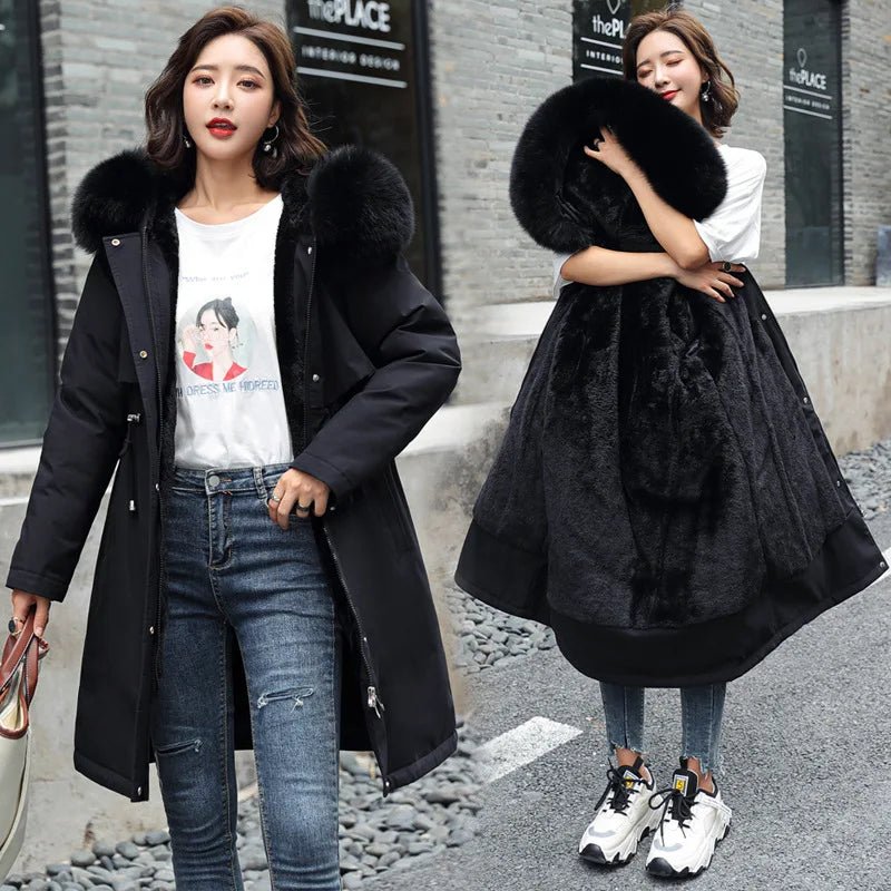 Women's Thick Fur - Lined Hooded Parka Coat | Plus Size Up to 6XL - Shello's Creative Boutique